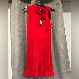 ❤️ DKNY red tie bow pleated dress NWT Valentines Day Holiday